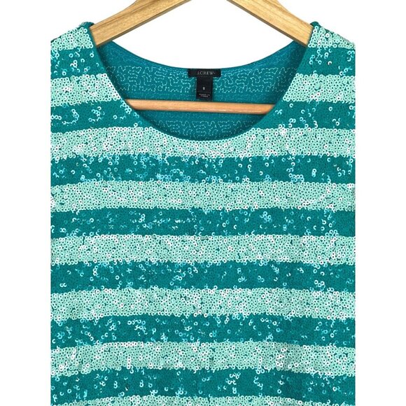 J. CREW SEQUIN STRIPE SHELL TANK TOP GREEN - Picture 3 of 7
